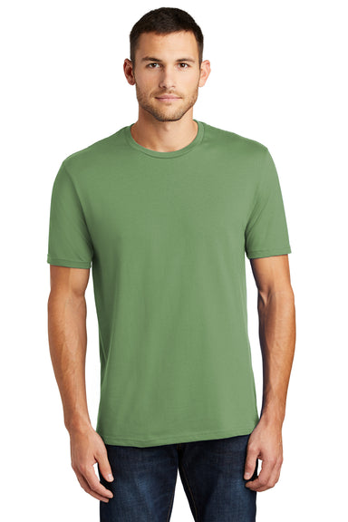 District DT104 Mens Perfect Weight Short Sleeve Crewneck T-Shirt Fresh Fatigue Green Model Front