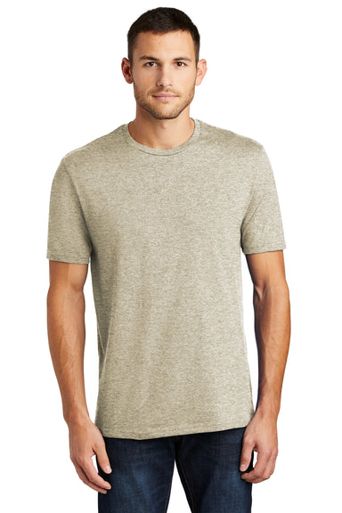 District DT104 Mens Perfect Weight Short Sleeve Crewneck T-Shirt Heather Latte Model Front