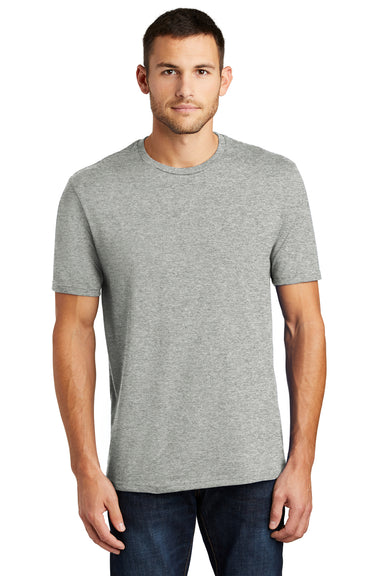 District DT104 Mens Perfect Weight Short Sleeve Crewneck T-Shirt Heather Steel Grey Model Front