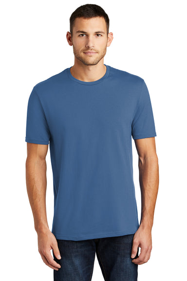 District DT104 Mens Perfect Weight Short Sleeve Crewneck T-Shirt Maritime Blue Model Front