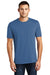 District DT104 Mens Perfect Weight Short Sleeve Crewneck T-Shirt Maritime Blue Model Front