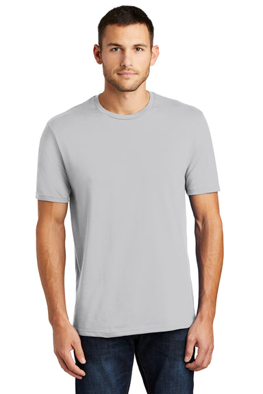 District DT104 Mens Perfect Weight Short Sleeve Crewneck T-Shirt Silver Grey Model Front