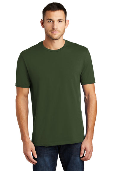 District DT104 Mens Perfect Weight Short Sleeve Crewneck T-Shirt Thyme Green Model Front