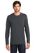 District DT105 Mens Perfect Weight Long Sleeve Crewneck T-Shirt Charcoal Grey Model Front