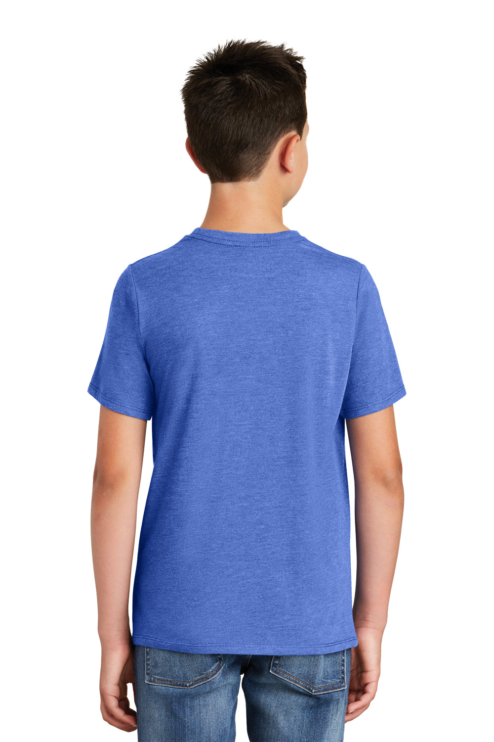 District DT130Y Youth Perfect Tri Short Sleeve Crewneck T-Shirt Royal Blue Frost Model Back