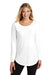 District DT132L Womens Perfect Tri Long Sleeve Crewneck T-Shirt White Model Front