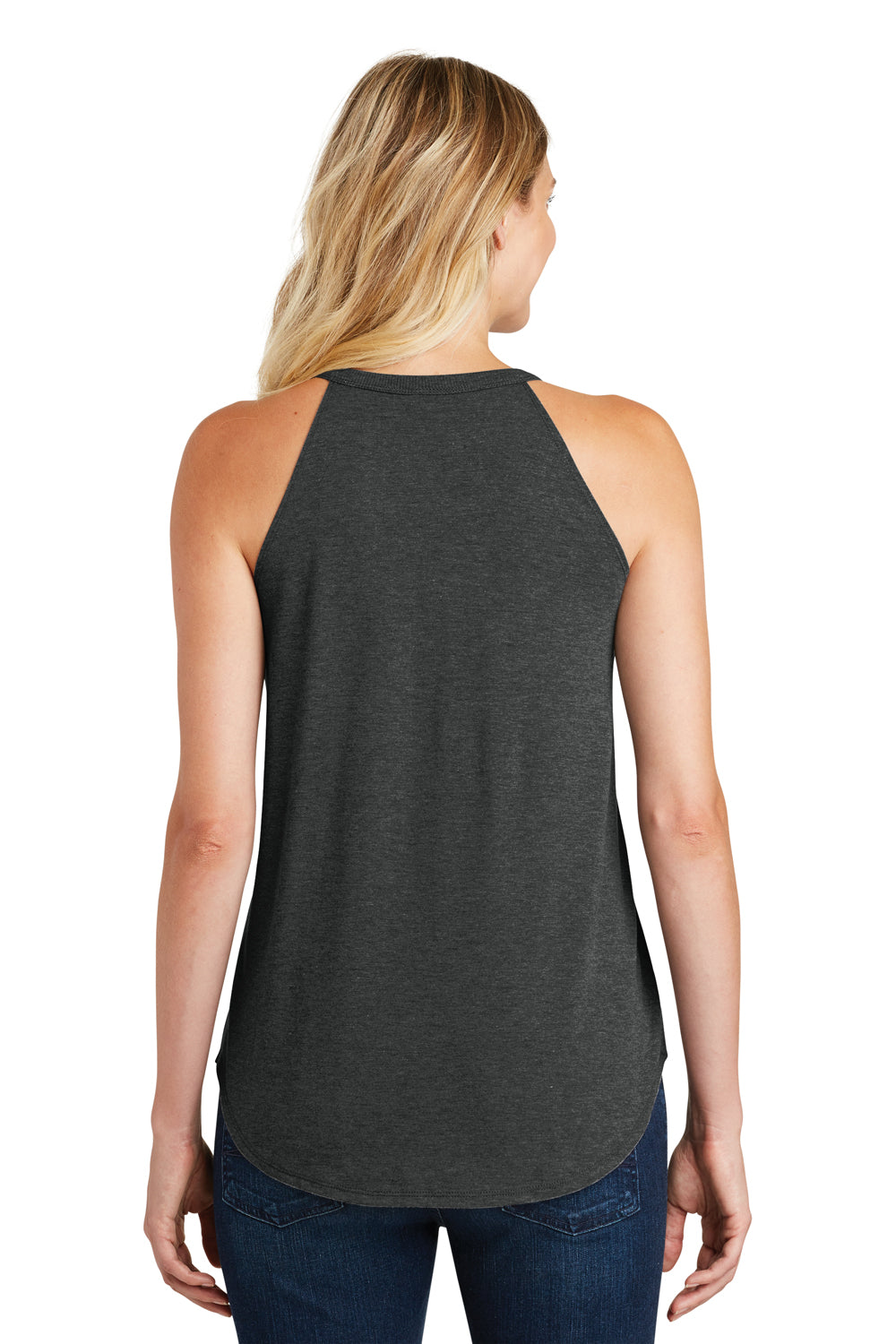 District DT137L Womens Perfect Tri Rocker Tank Top Black Frost Model Back