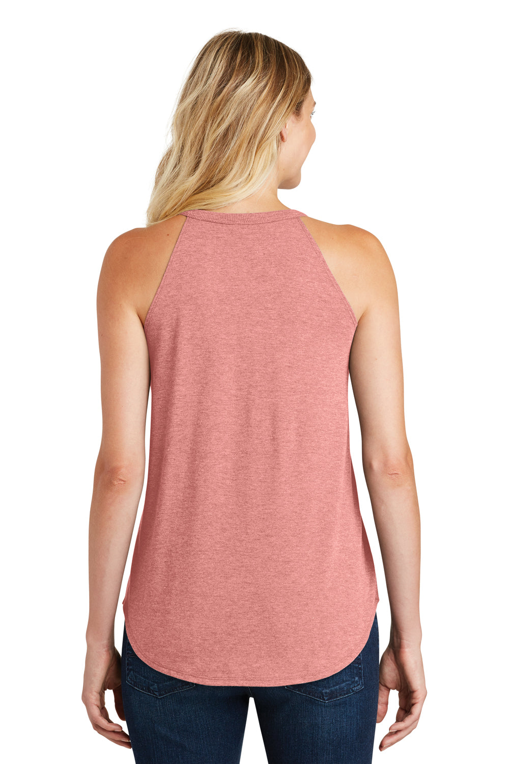 District DT137L Womens Perfect Tri Rocker Tank Top Blush Pink Frost Model Back