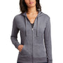 District Womens Full Zip Hooded Sweatshirt Hoodie w/ Pockets - Heather Dark Grey