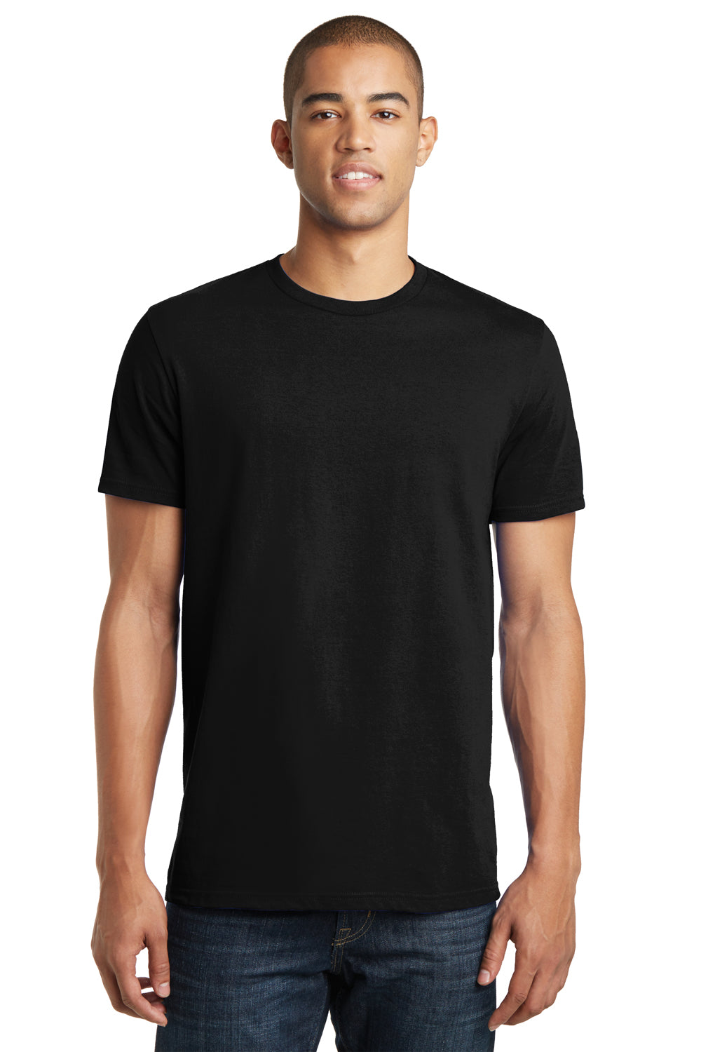 District DT5000 Mens The Concert Short Sleeve Crewneck T-Shirt Black Model Front