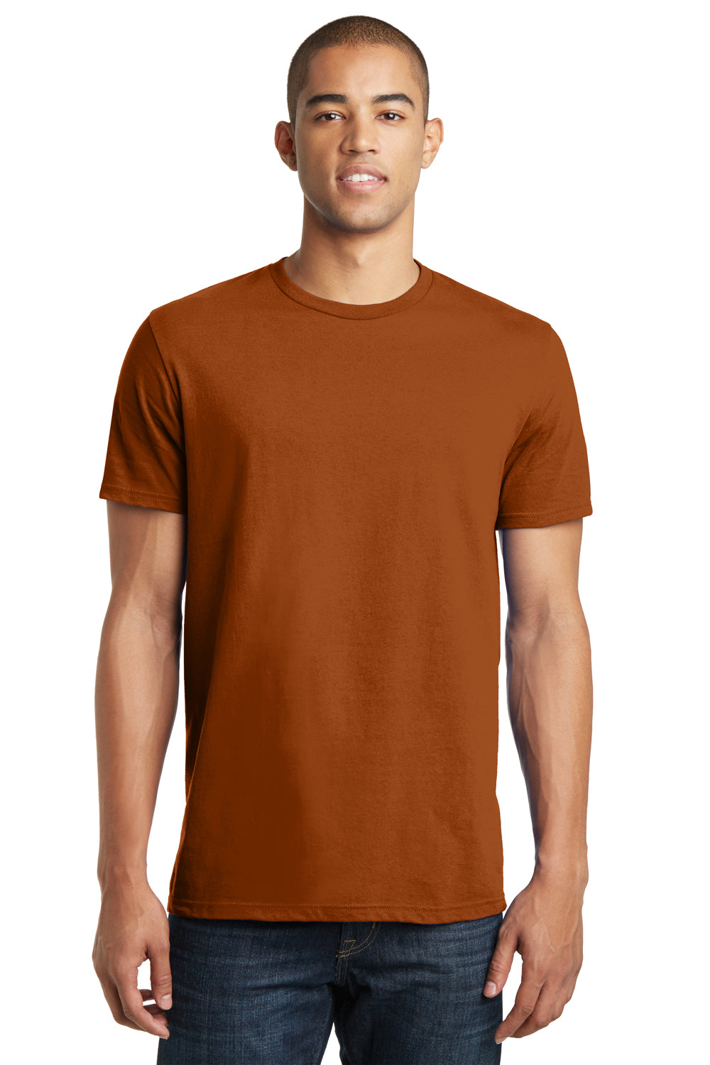 District DT5000 Mens The Concert Short Sleeve Crewneck T-Shirt Burnt Orange Model Front