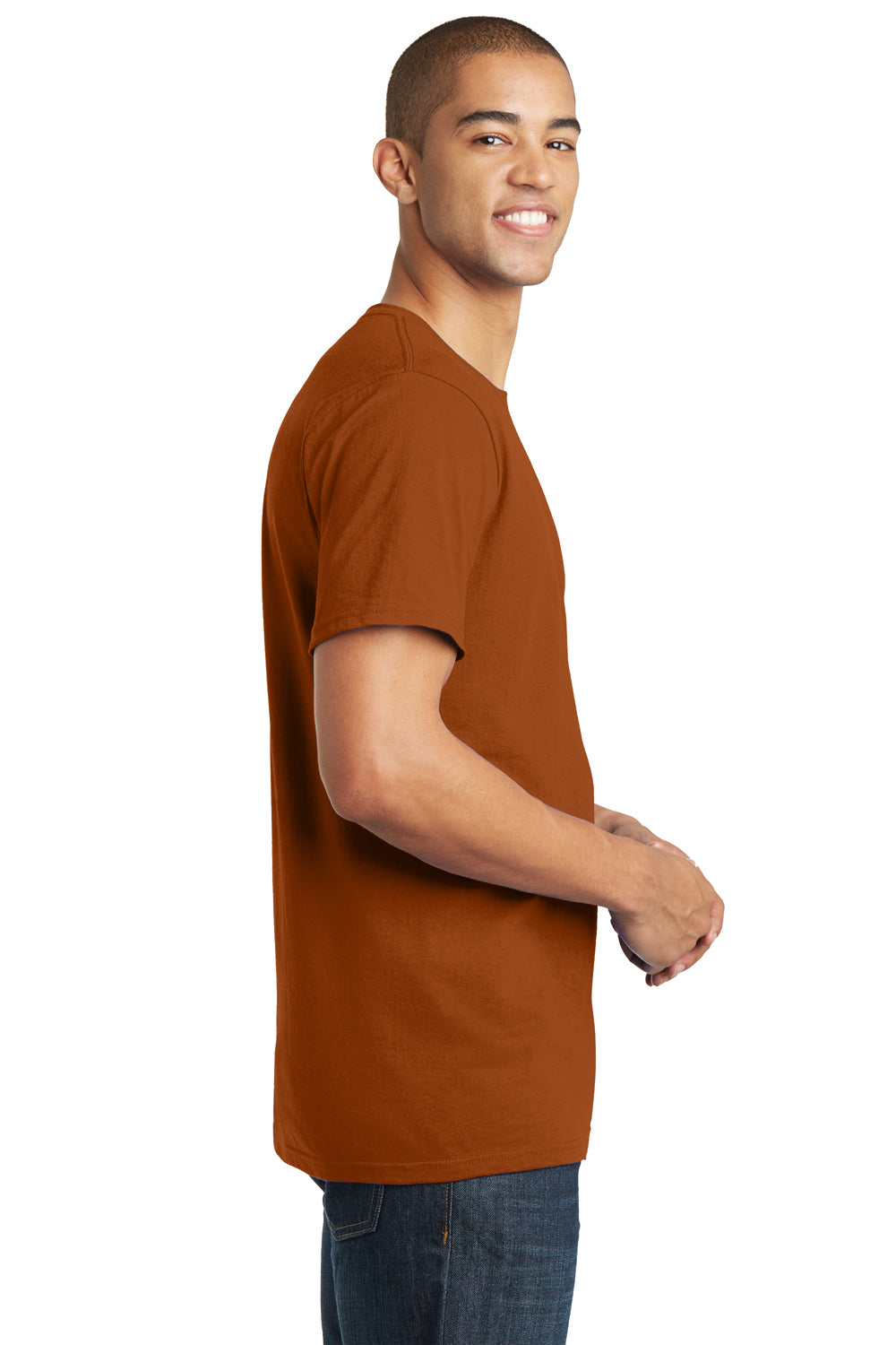 District DT5000 Mens The Concert Short Sleeve Crewneck T-Shirt Burnt Orange Model Side