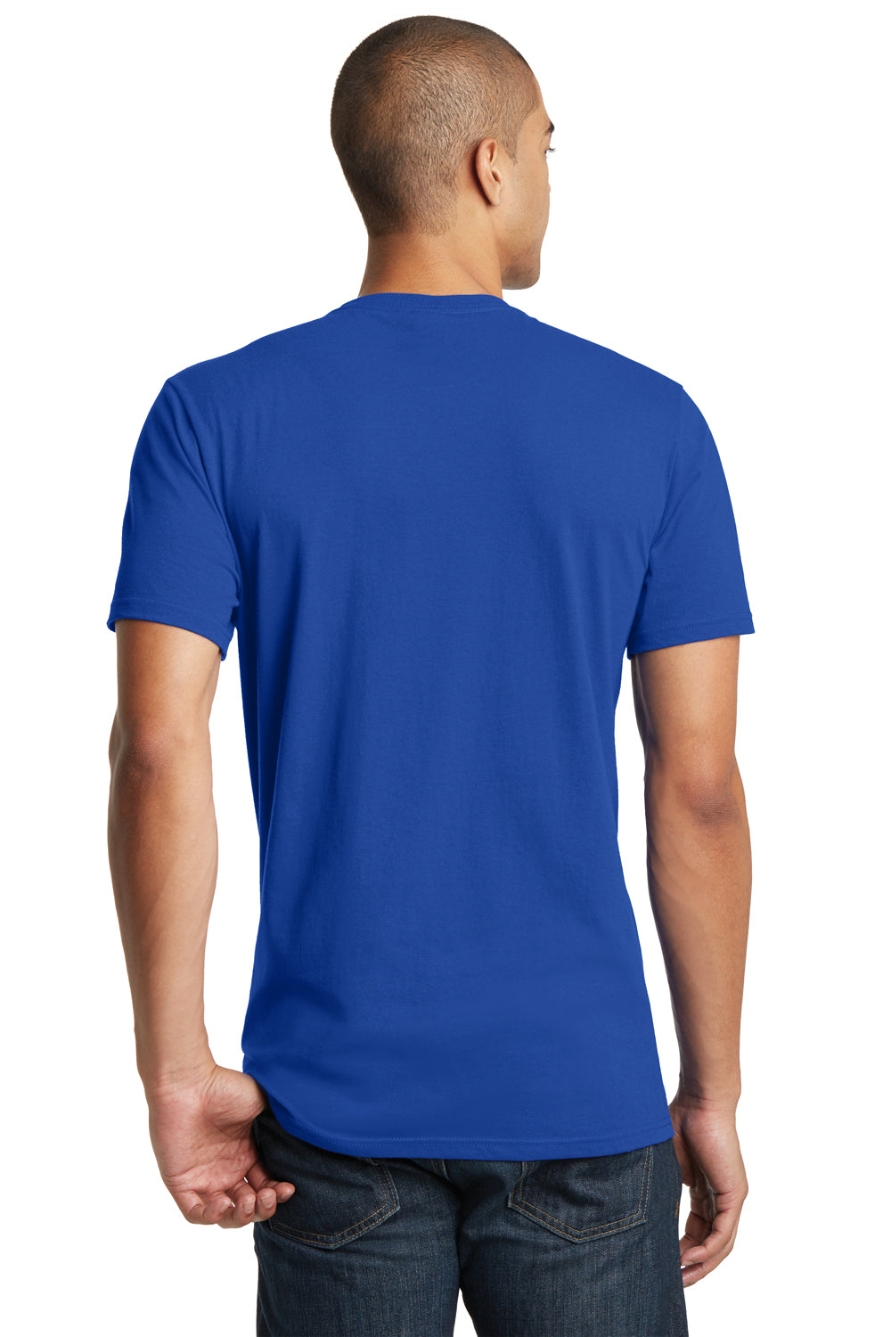 District DT5000 Mens The Concert Short Sleeve Crewneck T-Shirt Deep Royal Blue Model Back