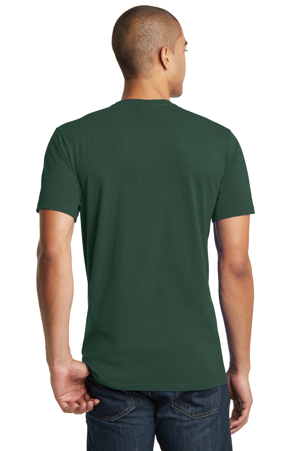 District DT5000 Mens The Concert Short Sleeve Crewneck T-Shirt Forest Green Model Back