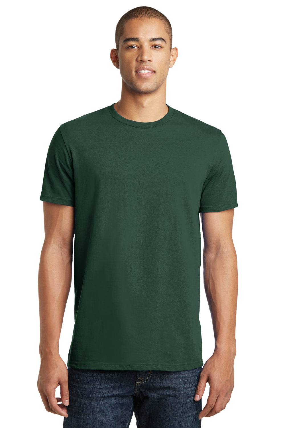 District DT5000 Mens The Concert Short Sleeve Crewneck T-Shirt Forest Green Model Front