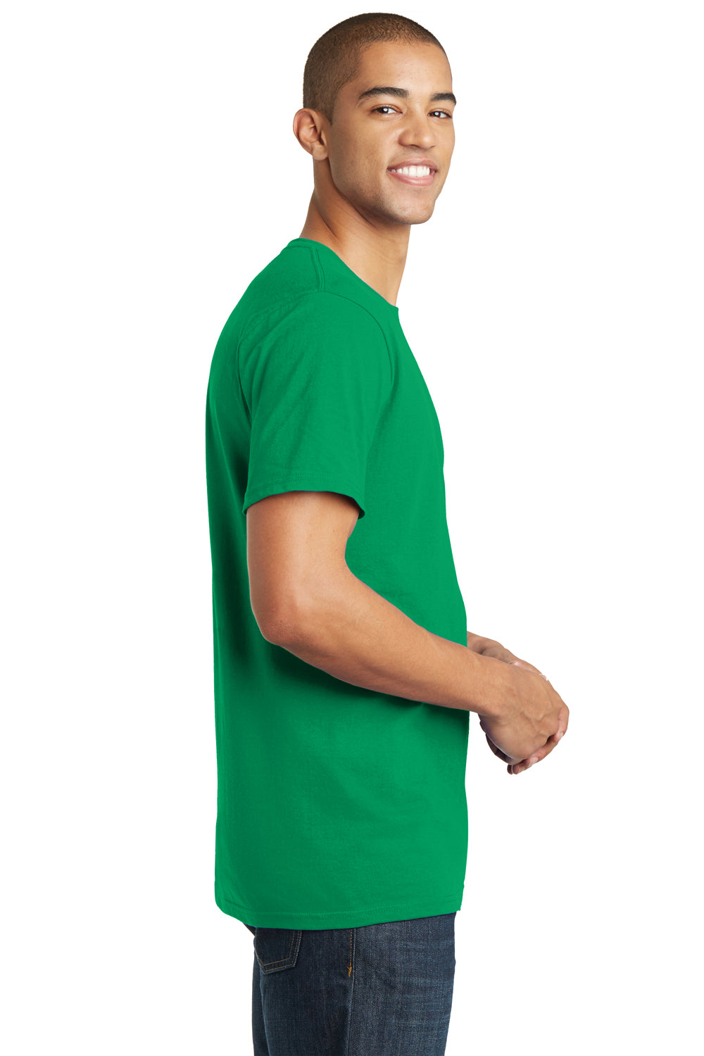 District DT5000 Mens The Concert Short Sleeve Crewneck T-Shirt Kelly Green Model Side