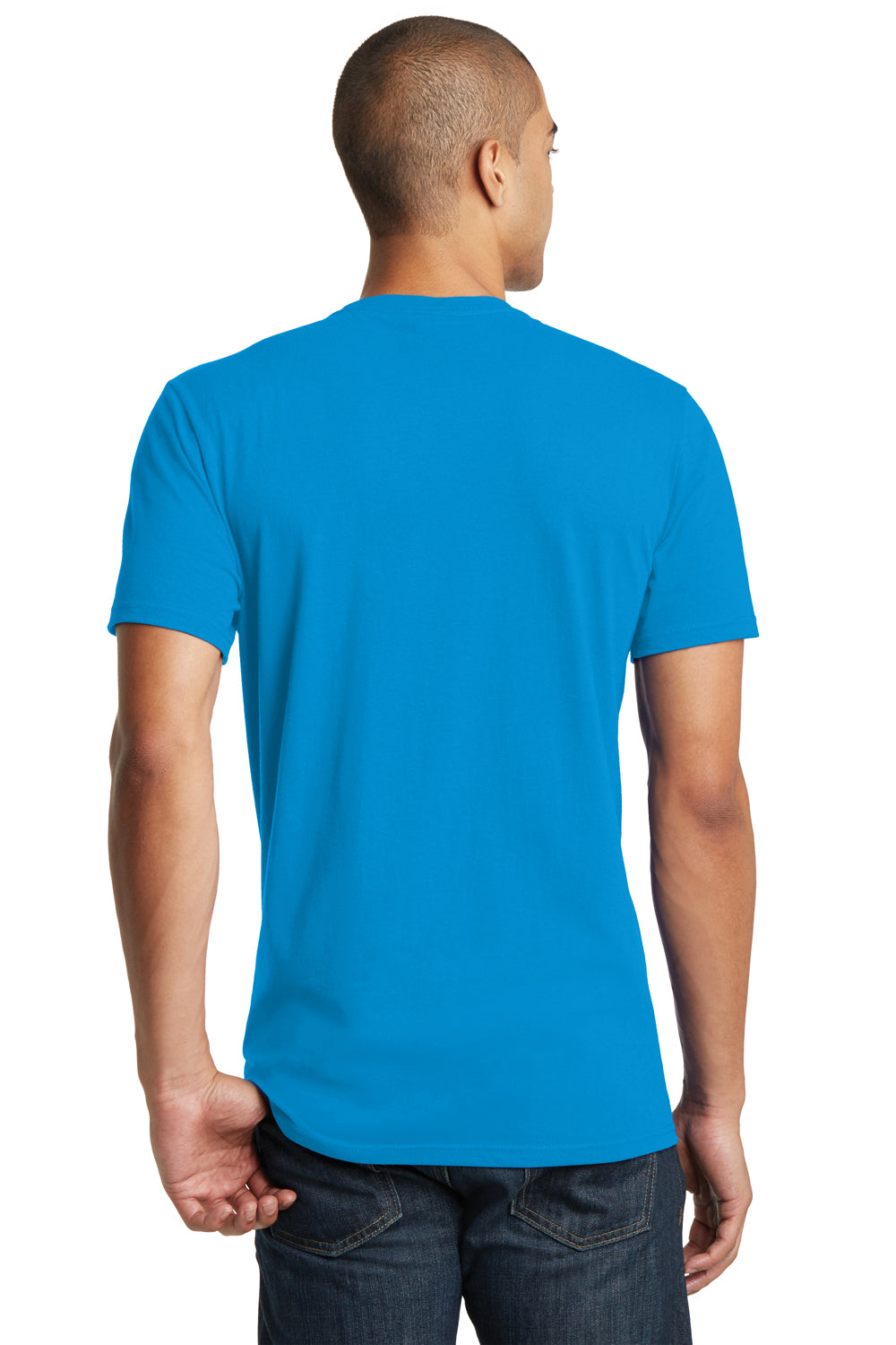 District DT5000 Mens The Concert Short Sleeve Crewneck T-Shirt Neon Blue Model Back