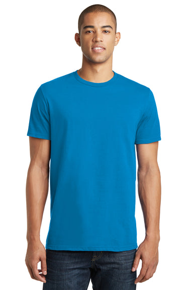 District DT5000 Mens The Concert Short Sleeve Crewneck T-Shirt Neon Blue Model Front