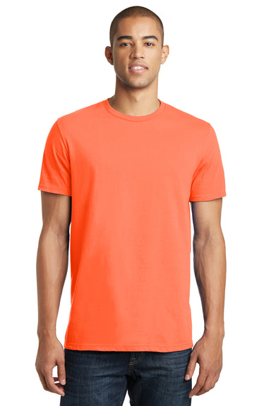 District DT5000 Mens The Concert Short Sleeve Crewneck T-Shirt Neon Orange Model Front