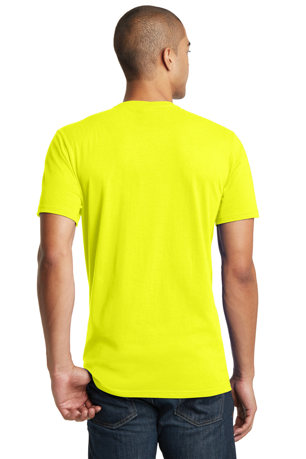 District DT5000 Mens The Concert Short Sleeve Crewneck T-Shirt Neon Yellow Model Back