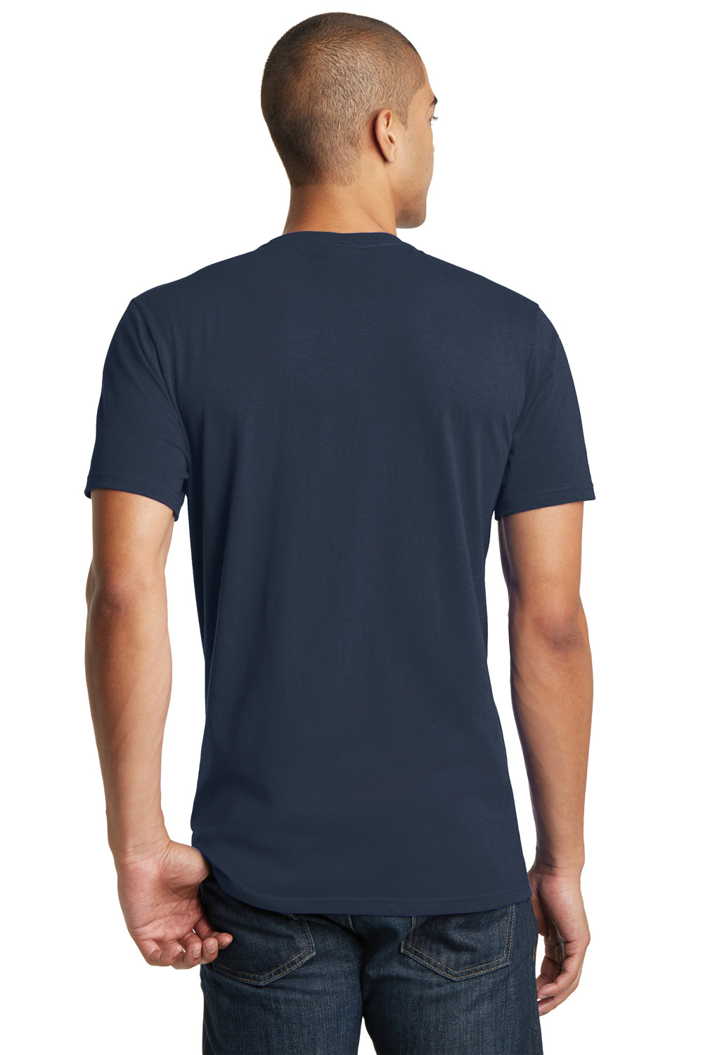 District DT5000 Mens The Concert Short Sleeve Crewneck T-Shirt New Navy Blue Model Back