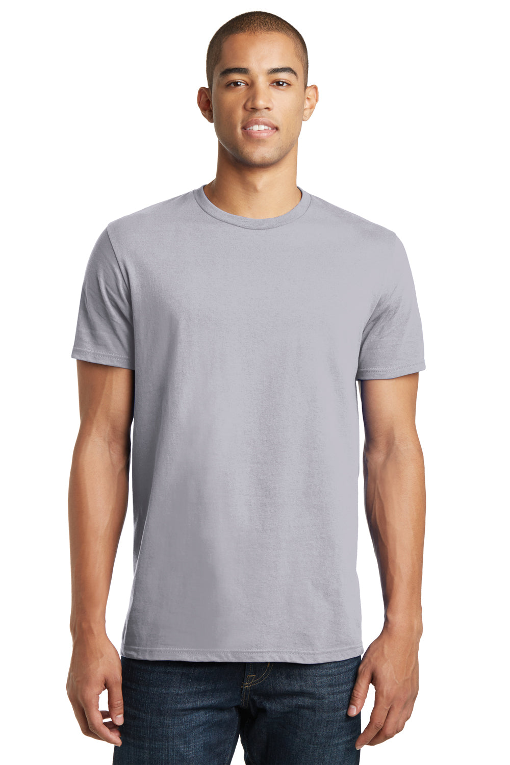 District DT5000 Mens The Concert Short Sleeve Crewneck T-Shirt Silver Grey Model Front