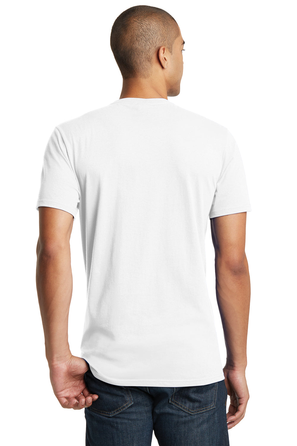 District DT5000 Mens The Concert Short Sleeve Crewneck T-Shirt White Model Back