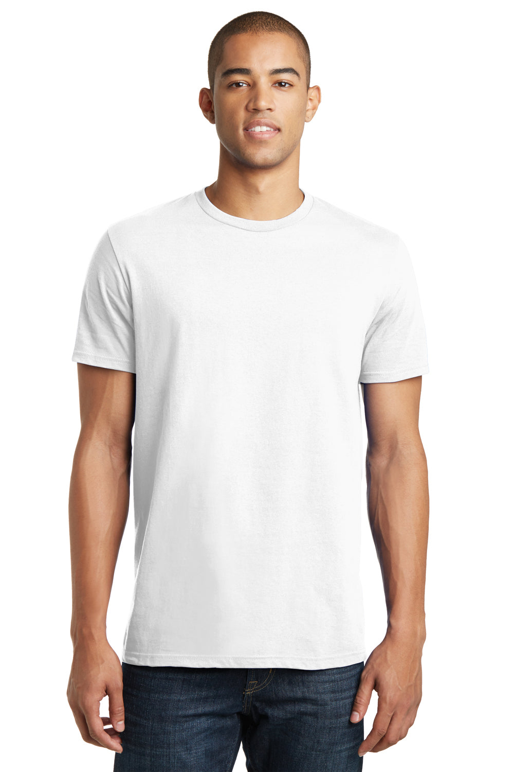 District DT5000 Mens The Concert Short Sleeve Crewneck T-Shirt White Model Front