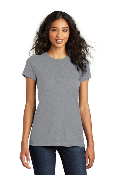 District DT5001 Womens The Concert Short Sleeve Crewneck T-Shirt Heather Grey Model Front