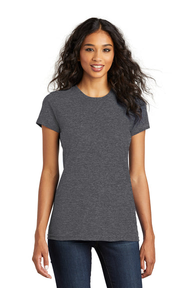 District DT5001 Womens The Concert Short Sleeve Crewneck T-Shirt Heather Charcoal Grey Model Front