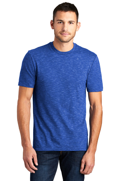 District DT564 Mens Medal Short Sleeve Crewneck T-Shirt Deep Royal Blue Model Front