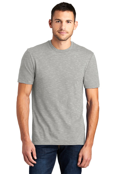 District DT564 Mens Medal Short Sleeve Crewneck T-Shirt Light Grey Model Front