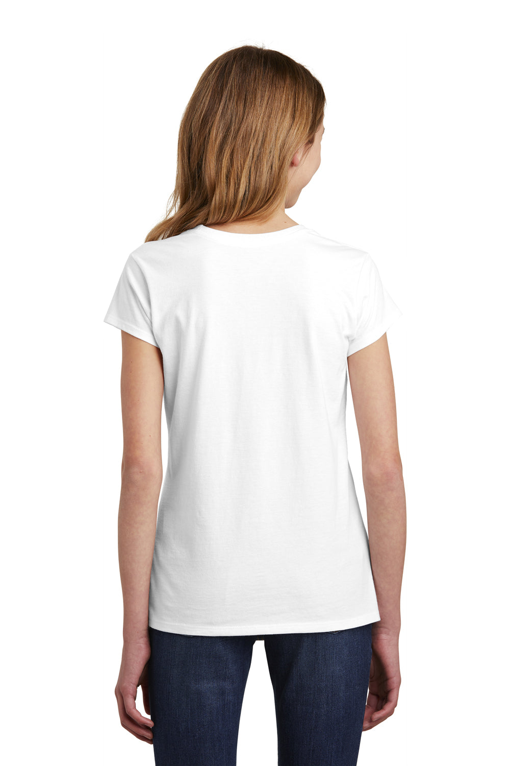 District DT6001YG Youth Very Important Short Sleeve Crewneck T-Shirt White Model Back