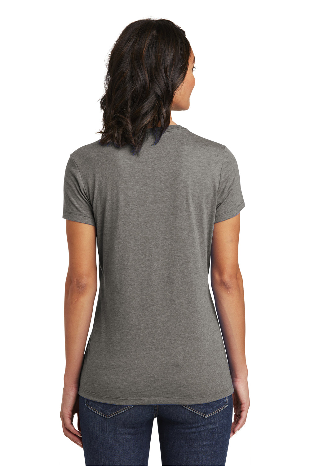 District DT6002 Womens Very Important Short Sleeve Crewneck T-Shirt Grey Frost Model Back