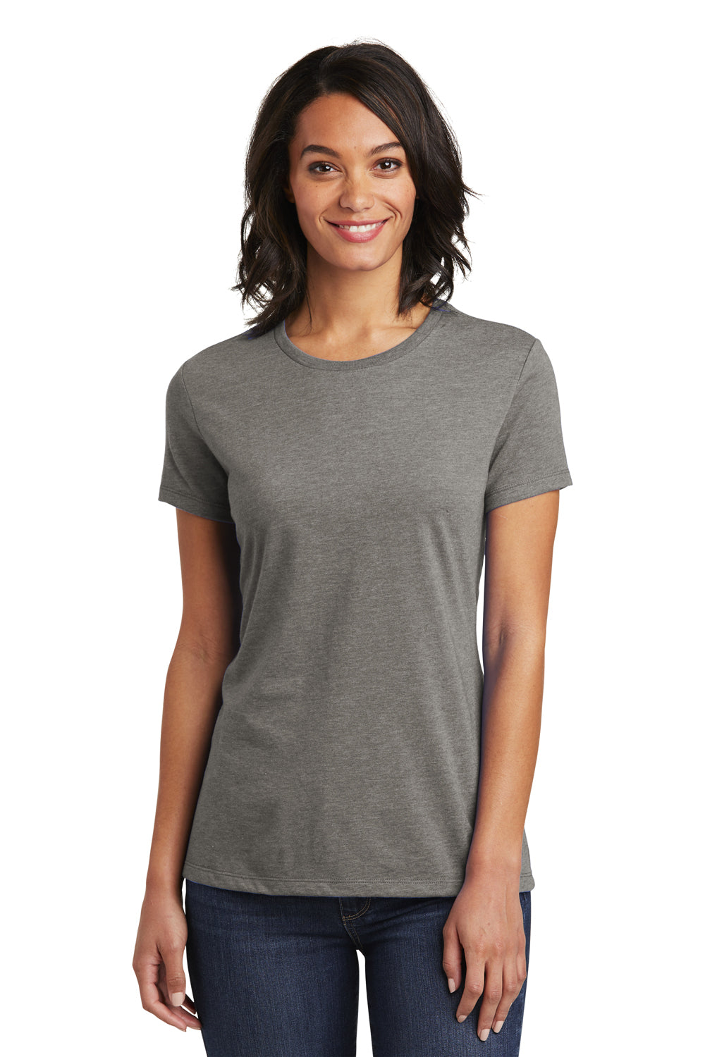 District DT6002 Womens Very Important Short Sleeve Crewneck T-Shirt Grey Frost Model Front