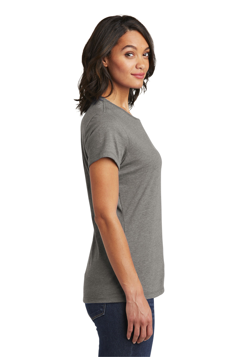 District DT6002 Womens Very Important Short Sleeve Crewneck T-Shirt Grey Frost Model Side