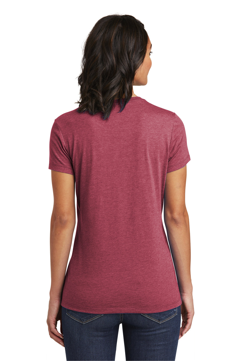 District DT6002 Womens Very Important Short Sleeve Crewneck T-Shirt Heather Cardinal Red Model Back