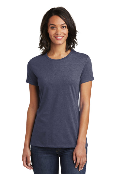 District DT6002 Womens Very Important Short Sleeve Crewneck T-Shirt Heather Navy Blue Model Front