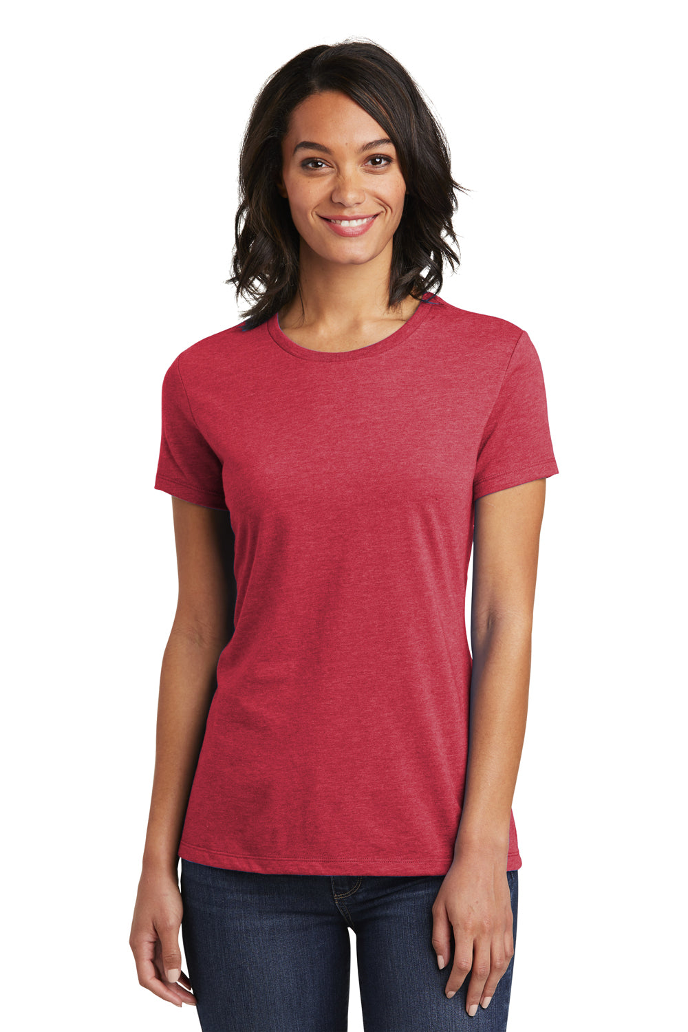 District DT6002 Womens Very Important Short Sleeve Crewneck T-Shirt Heather Red Model Front