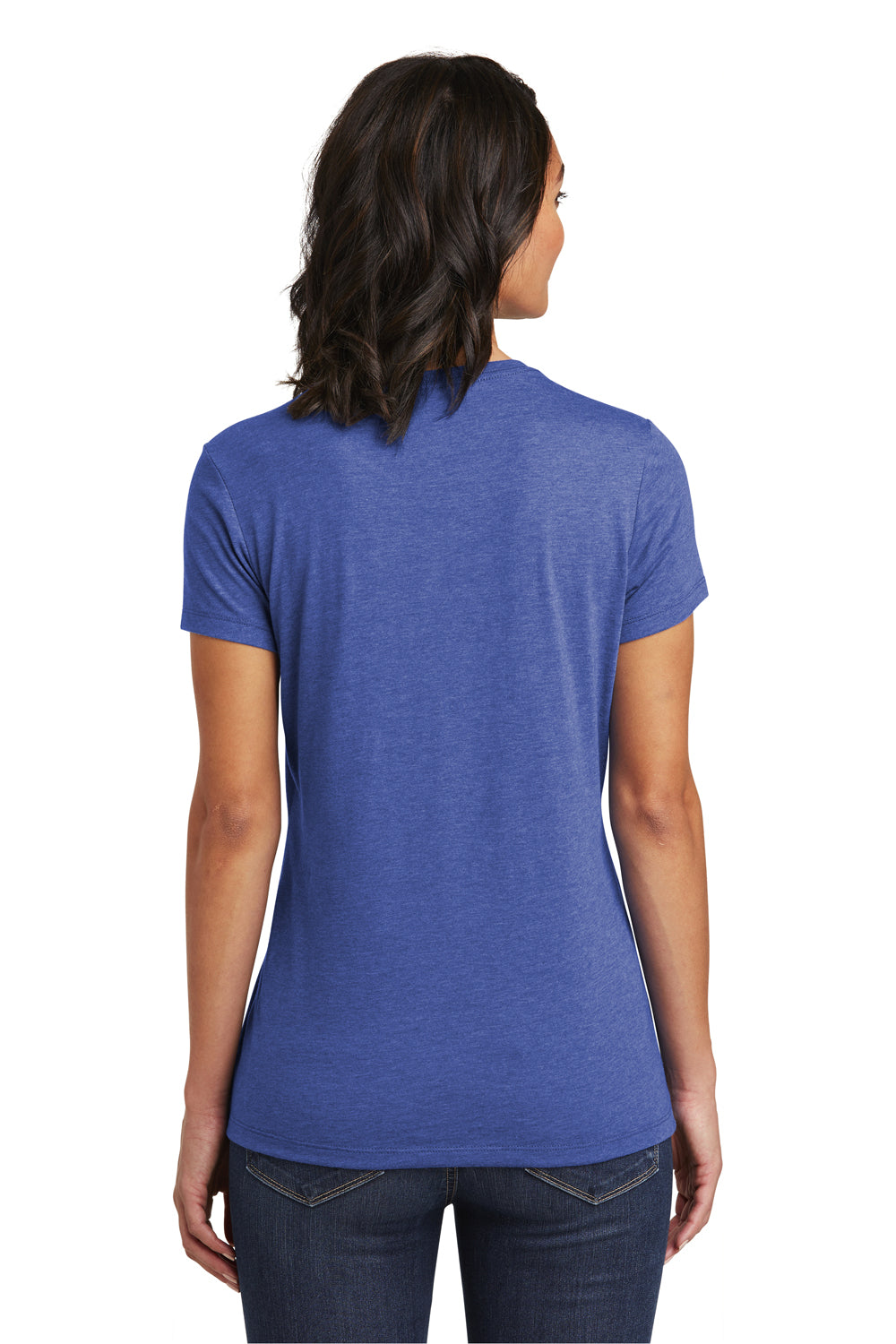 District DT6002 Womens Very Important Short Sleeve Crewneck T-Shirt Royal Blue Frost Model Back