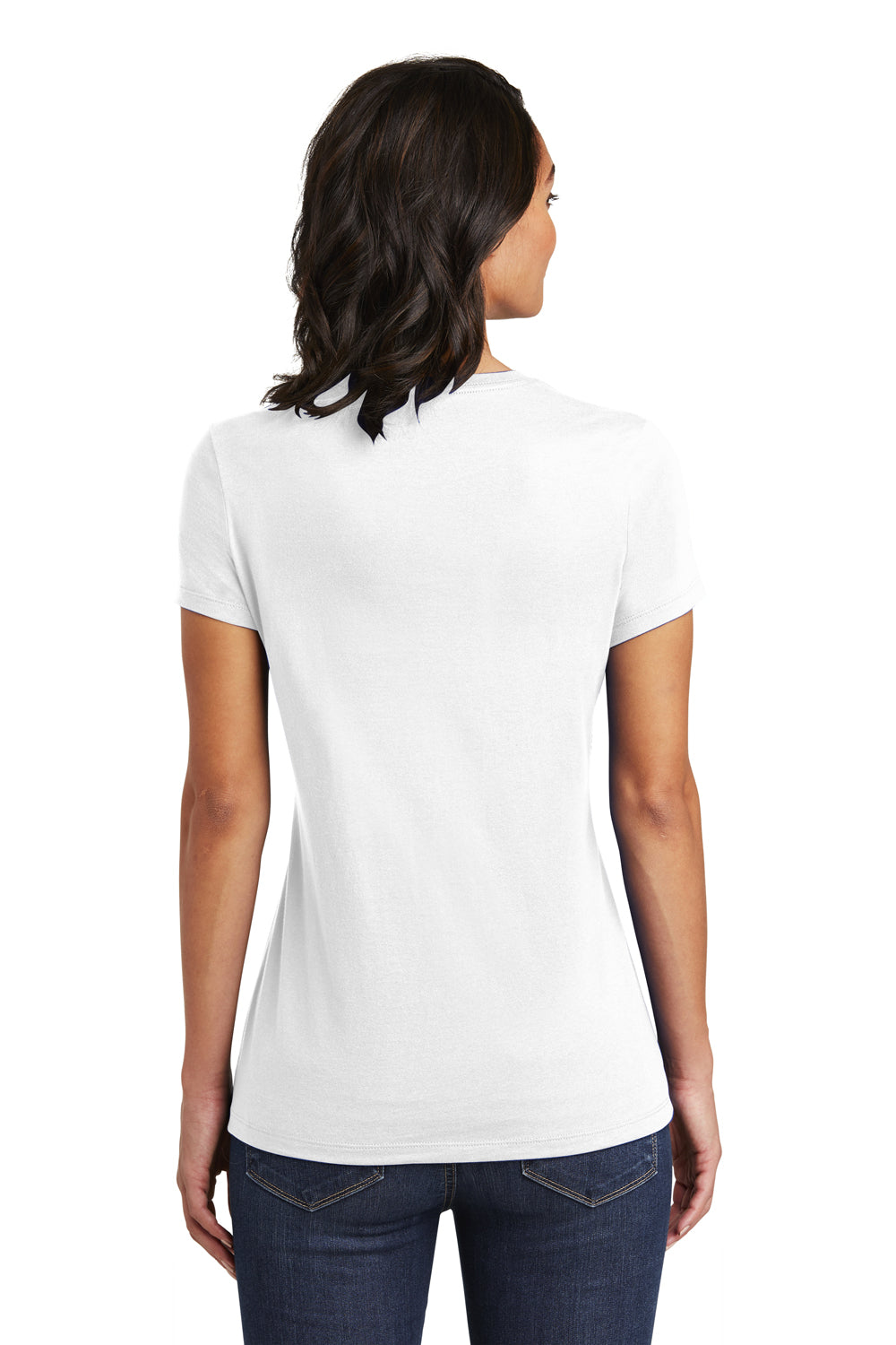 District DT6002 Womens Very Important Short Sleeve Crewneck T-Shirt White Model Back