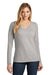 District DT6201 Womens Very Important Long Sleeve V-Neck T-Shirts Heather Light Grey Model Front