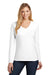 District DT6201 Womens Very Important Long Sleeve V-Neck T-Shirts White Model Front