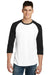 District DT6210 Mens Very Important 3/4 Sleeve Crewneck T-Shirt White/Black Model Front