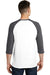 District DT6210 Mens Very Important 3/4 Sleeve Crewneck T-Shirt White/Heather Charcoal Grey Model Back