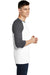 District DT6210 Mens Very Important 3/4 Sleeve Crewneck T-Shirt White/Heather Charcoal Grey Model Side