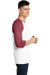 District DT6210 Mens Very Important 3/4 Sleeve Crewneck T-Shirt White/Heather Red Model Side