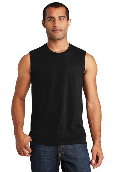 District DT6300 Mens Very Important Muscle Tank Top Black Model Front