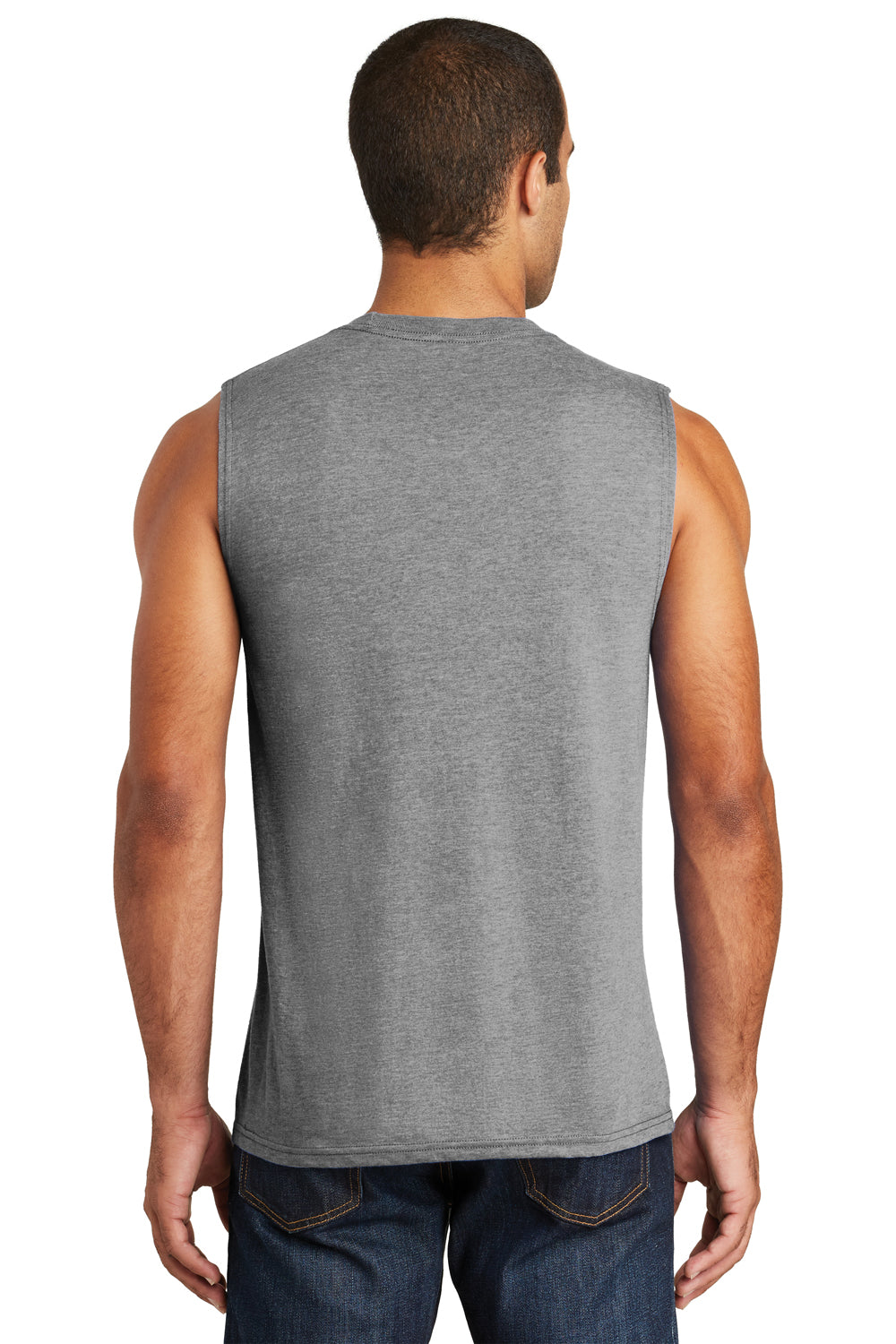 District DT6300 Mens Very Important Muscle Tank Top Grey Frost Model Back