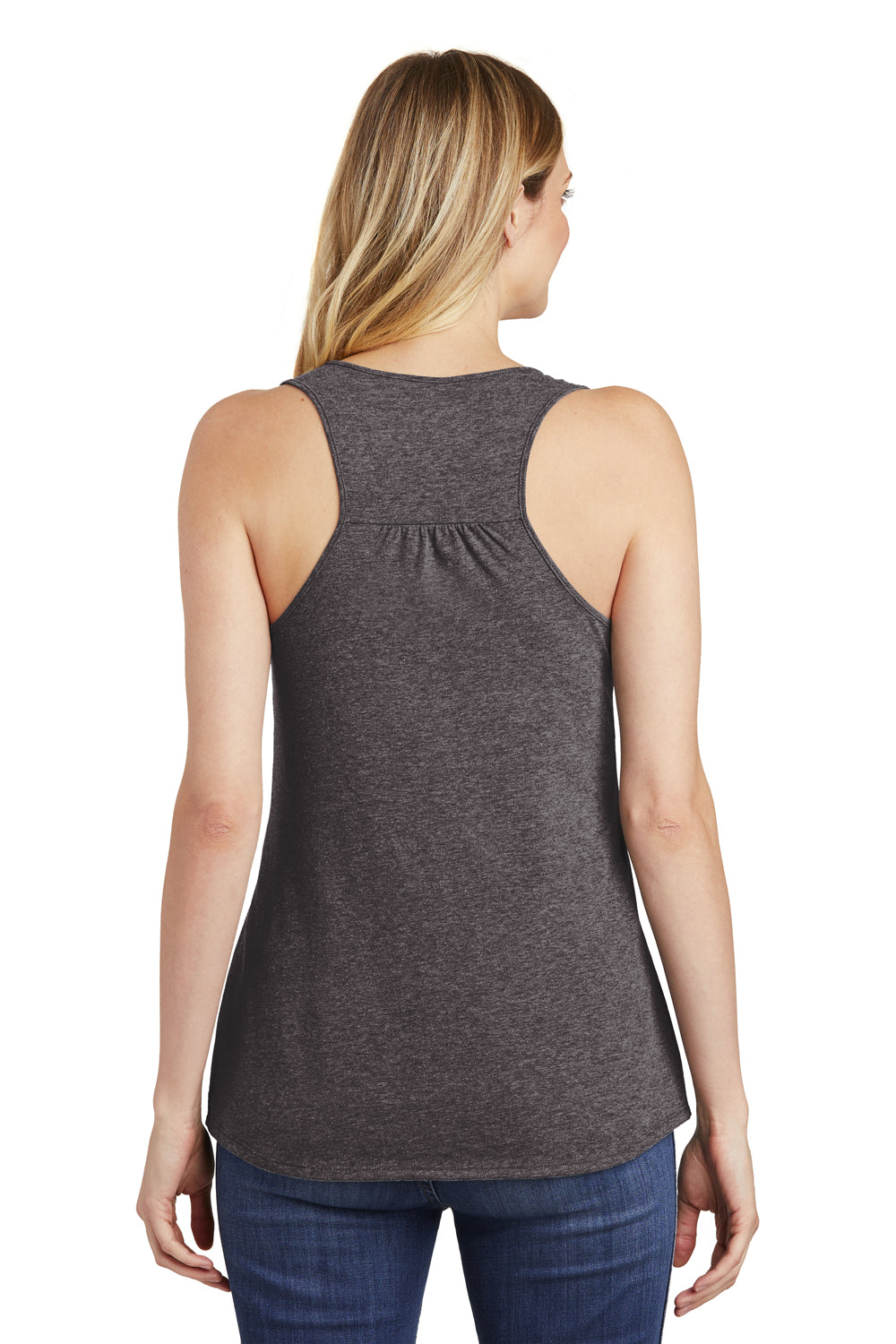 District DT6302 Womens Very Important Tank Top Heather Charcoal Grey Model Back